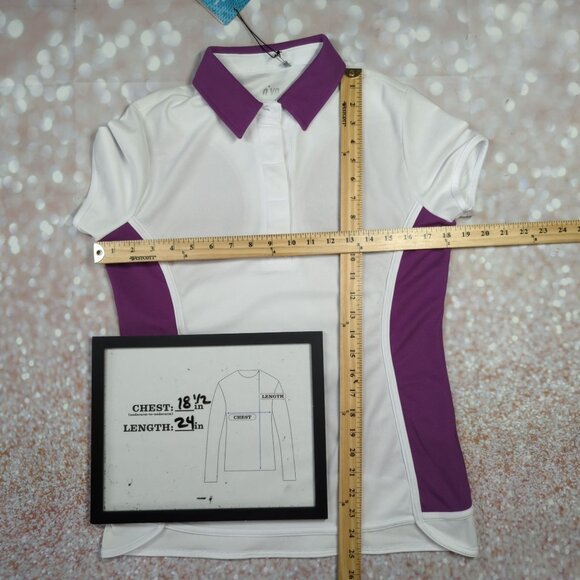 Nivo Sports Women’s Size S White Purple Golf Polo Shirt UV UPF 40 Quick Dry New - Picture 12 of 12